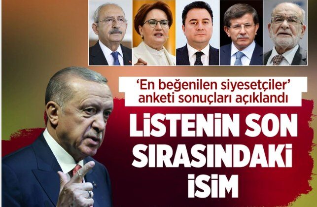 En beğendiğiniz siyasetçi anketinden çarpıcı sonuçlar listenin son sırasındaki isim