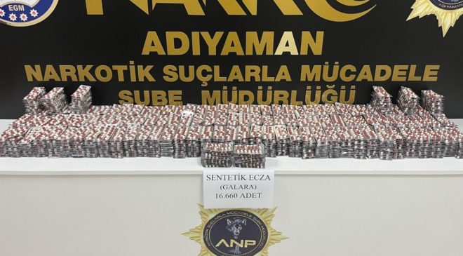 Adıyaman’da narkotik operasyonu: 2 tutuklama, 16 bin 660 adet sentetik ecza ele geçirildi