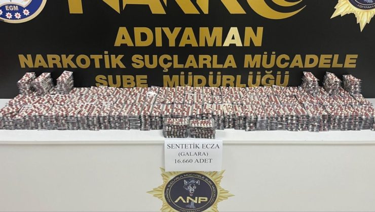 Adıyaman’da narkotik operasyonu: 2 tutuklama, 16 bin 660 adet sentetik ecza ele geçirildi