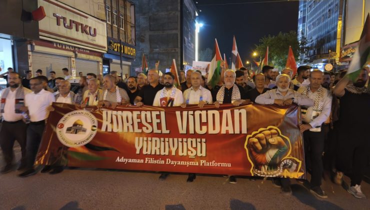 Adıyaman’da, Sumud Filosu’na ve Gazze’ye destek yürüyüşü