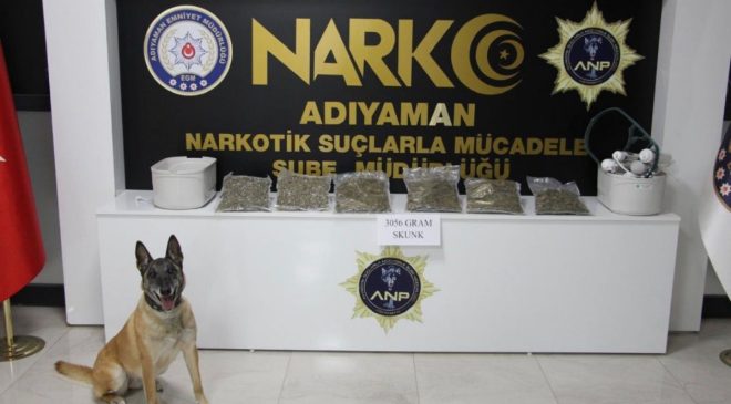 Adıyaman’da narkotik operasyonu: 3 kilo skunk ele geçirildi