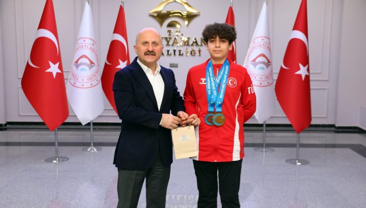 Adıyamanlı Milli sporcu Vali Varol ile bir araya geldi