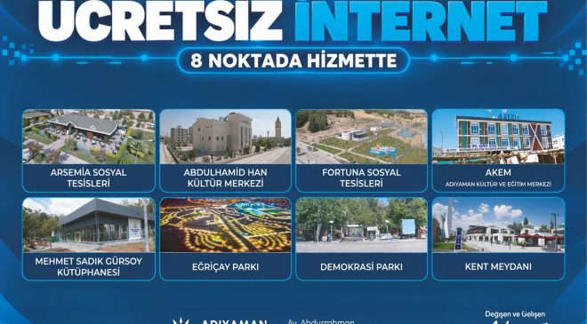 ÜCRETSİZ İNTERNET 8 NOKTADA HİZMETTE